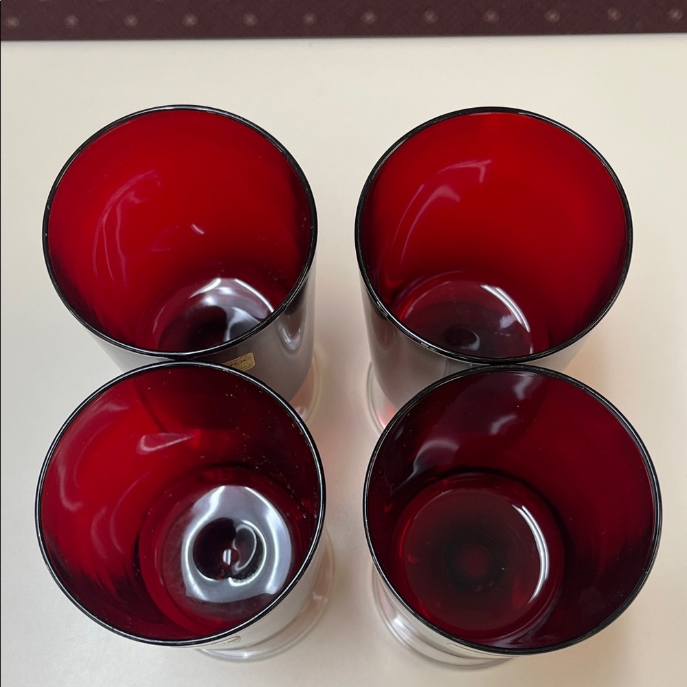 Arcoroc Ruby Red Glass Goblets - Set of 4 - Picture 6 of 11